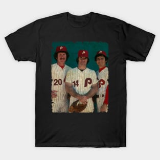 Mike Schmidt, Pete Rose, and Larry Bowa in Philadelphia Phillies T-Shirt